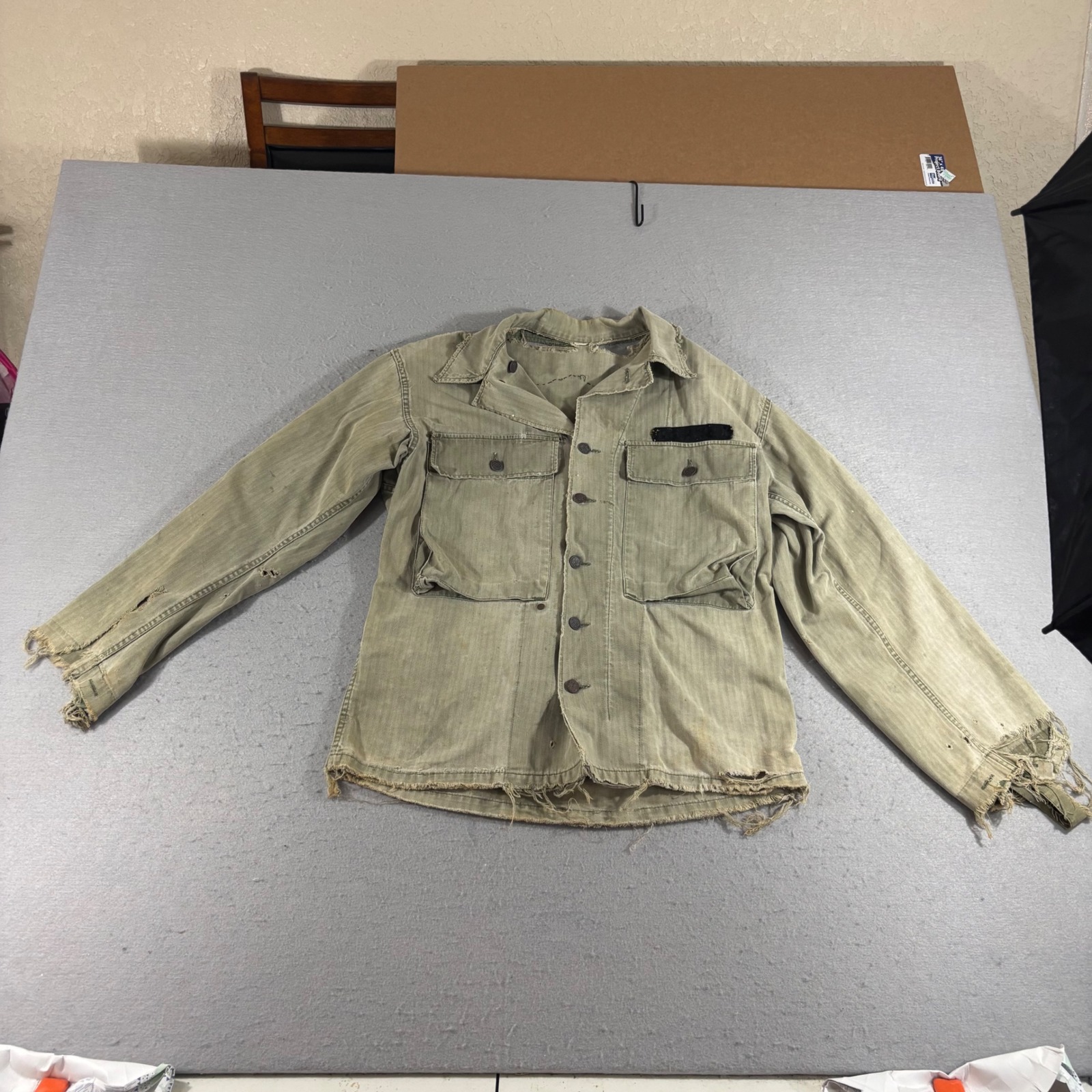 Wwii 1940s Us Army Hbt 13 Star Field Jacket Distressed Sun Fade Workwear Rare